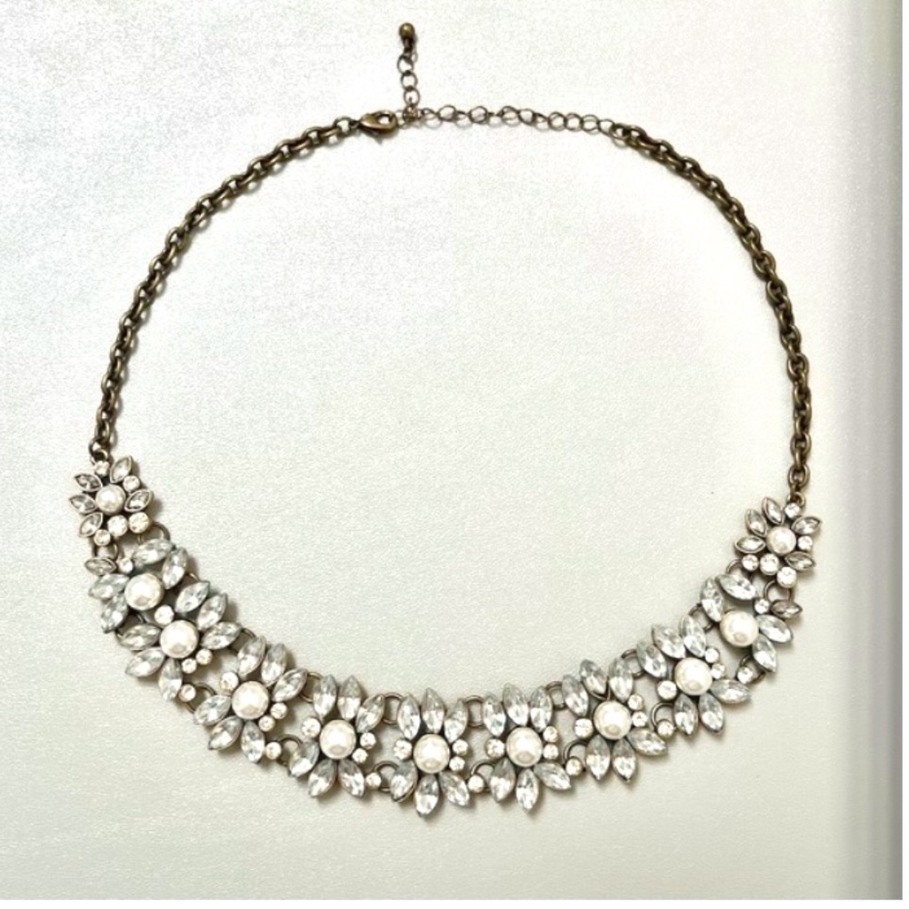 Rhinestone and Faux Pearl Necklace